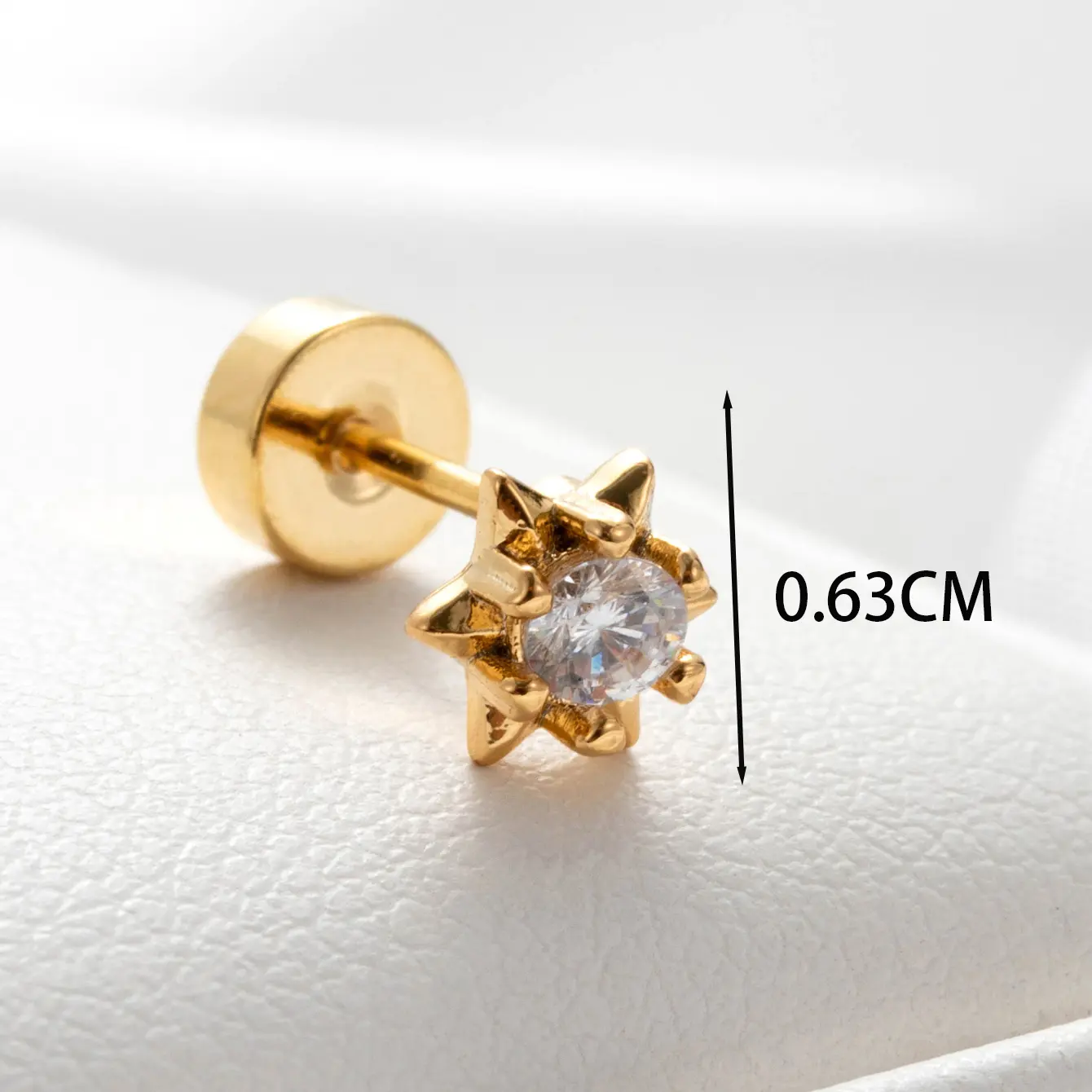 1 Piece Simple Series Classic Hexagram Copper  18K Gold Plated Zircon Women's Stud Earrings h5 